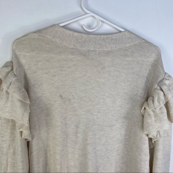 Hinge Cream Ruffle Cardigan Sweater - Picture 7 of 9